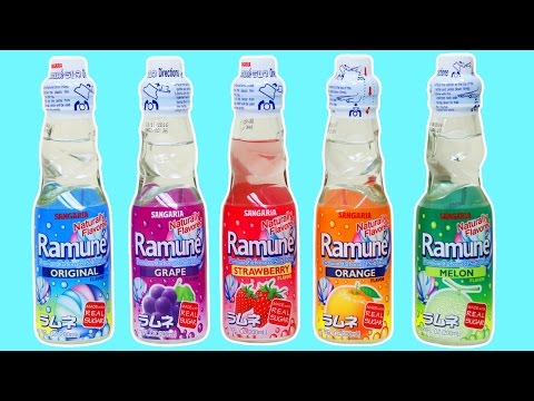 Sangaria Ramune Japanese Carbonated Soft Drink Taste Test! Video