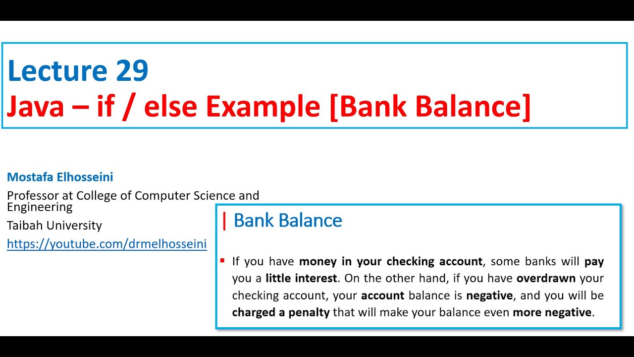 Lecture 29 Java | Conditional Statements [If/else statement - Example] بالعربي