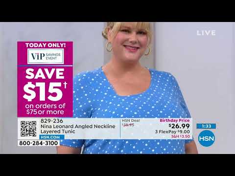 Nina Leonard Angled Neckline Layered Tunic