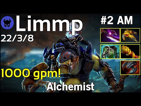 1000 gpm! Limmp [coL] plays Alchemist!!! Dota 2 7.22
