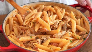It’s so delicious that I make it almost every day! Pasta with chicken and creamy sauce!