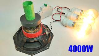 Amazing Free Energy 4000W Generator By 230V Speaker Magnet At Home