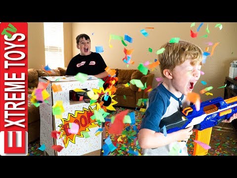Sneak Attack Squad Birthday Confetti Blaster Nerf Battle! Video