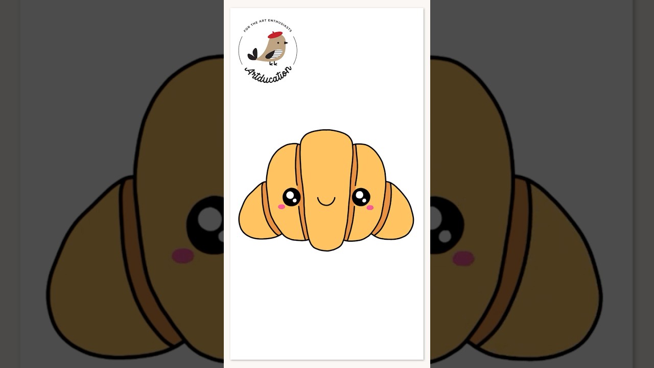 How To Draw A Cute Croissant #artducation #howtodraw #croissant #cutecroissant #drawing #shorts