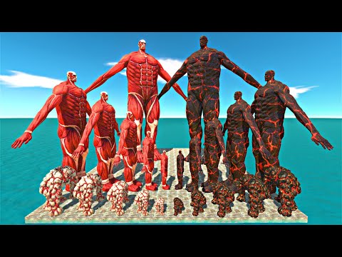 Volcanic Titan War | Colossal Titan + Lava Golem vs Volcano Titan + Volcano Golem - ARBS