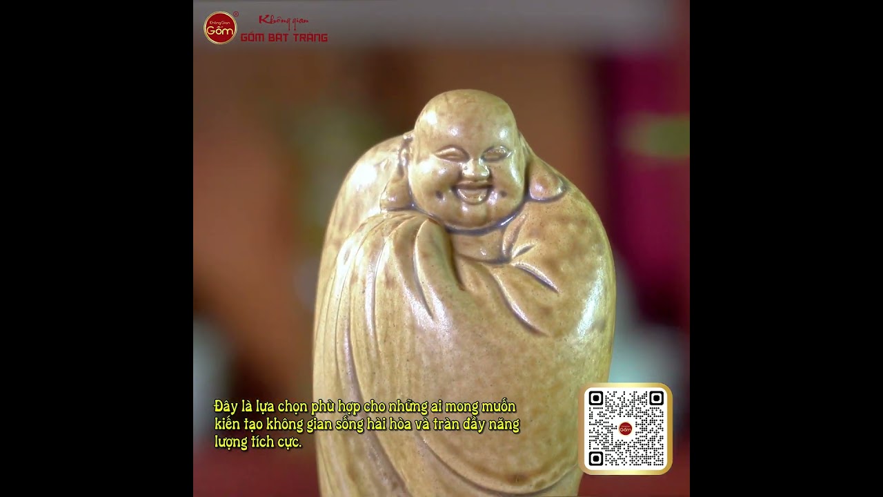 Tượng Di Lặc Men Vàng Nâu Ngũ Phúc