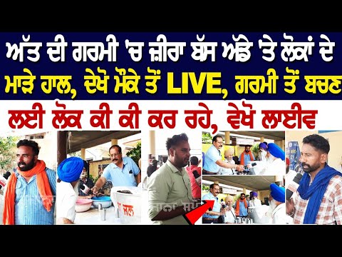 ਅੱਤ ਦੀ ਗਰਮੀ 'ਚ ਜ਼ੀਰਾ ਬੱਸ ਅੱਡੇ 'ਤੇ ਲੋਕਾਂ ਦੇ ਮਾੜੇ ਹਾਲ, ਦੇਖੋ ਮੌਕੇ ਤੋਂ LIVE, ਗਰਮੀ ਤੋਂ ਬਚਣ ਲਈ ਲੋਕ ਕੀ...
