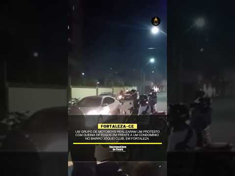 Um grupo de motoboys realizaram um protesto em um condomínio no bairro Jóquei Clube em Fortaleza