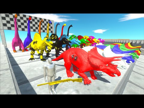 FPS Rescue Race Championship Team Triceratops vs Spinosaurus vs Brachiosaurus Animal Revolt Battle