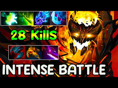 INTENSE BATTLE [ Shadow Fiend ] UNSTOPPABLE 28 SAVAGE - DOTA 2 GAMEPLAY