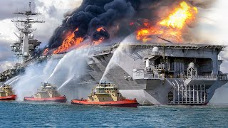 What Happens When Scary Fire Spreads on US Billions $ Navy Ships at Sea