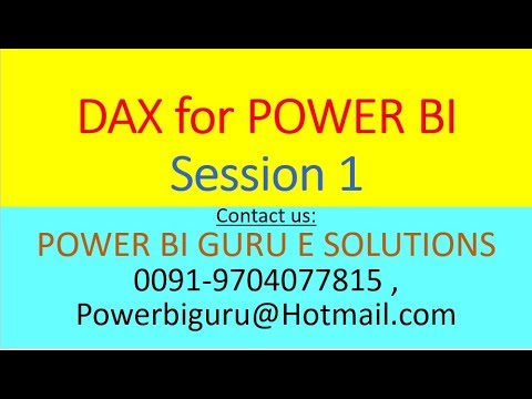 DAX For Power BI Session 1 | DAX Training | DAX Tutorial | POWER BI GURU