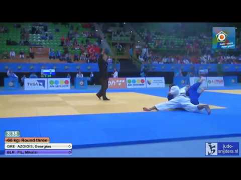 Judo 2013 European Championships Juniors Sarajevo: Azoidis (GRE) - Fil (BLR) [-66kg]