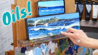 Windy Maine Seascape in Oils // Higgins Beach, Maine