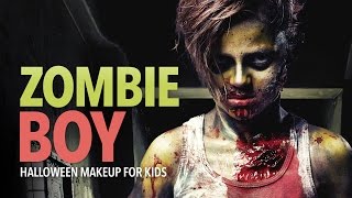 Zombie boy Halloween makeup for kids