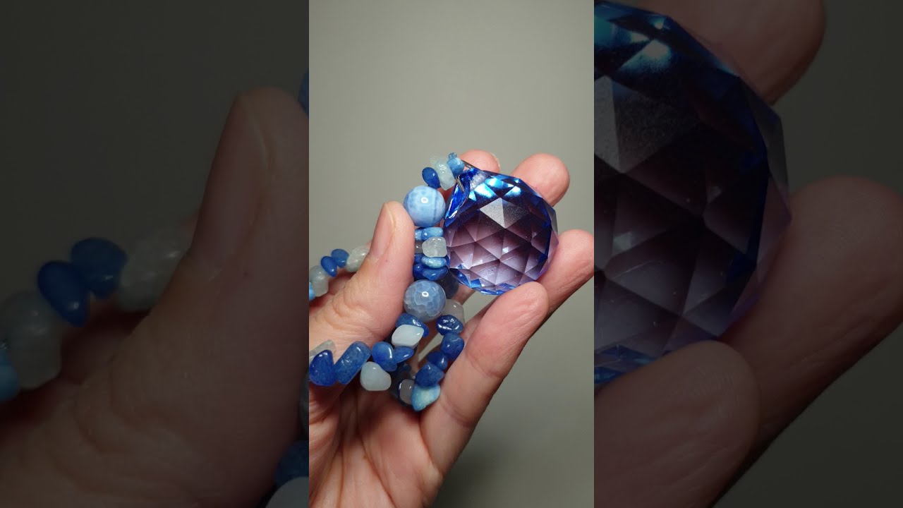 Periwinkle Quartz Chip and Bead, 12in Pendulum with Prism Pendant, Muscle Testing Tool with Demo