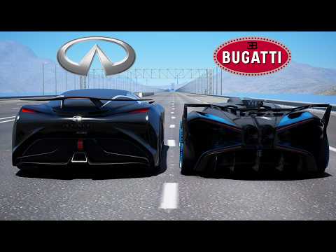 1,000KMH!!! Bugatti Bolide vs Infiniti Concept Vision GT DRAG & TRACK RACE