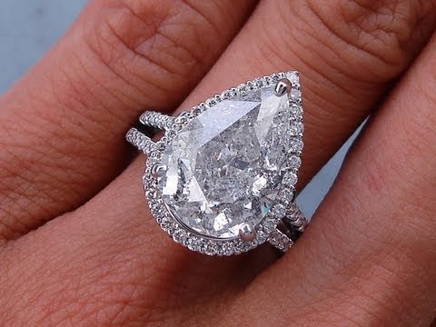 5.63 ctw Pear Shape D SI3-I1 Diamond Engagement Ring - BigDiamondsUSA