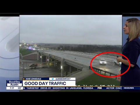 Car slides on icy road and narrowly avoids stopped vehicle | FOX 7 Austin