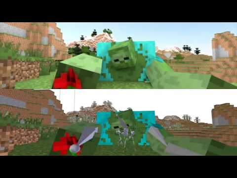 The Iron Golem VS The Mutant Zombie - Minecraft Blender Animation Rendered VS Plain