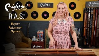 Video thumbnail for How to Adjust your guitar strap length with the  RightOn! Adjustment System RAS by RightOn Straps, guitar Straps and accesories