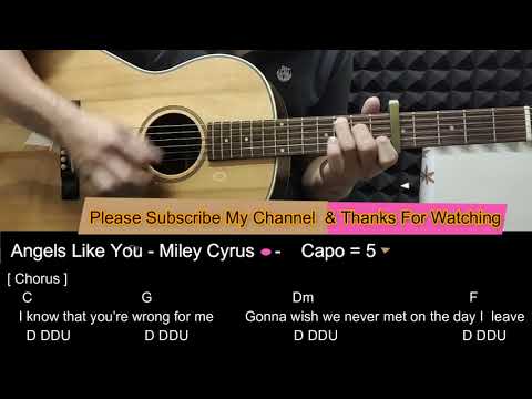 Miley Cyrus - Angels Like You Guitar Cover Tutorial with Chords / Lyrics