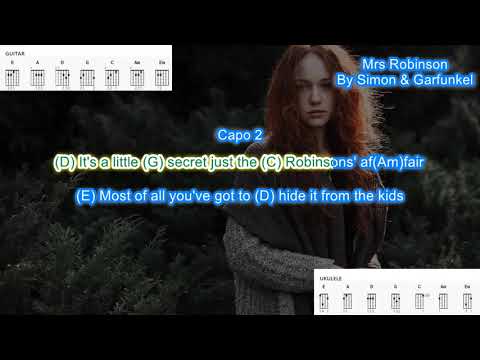 Mrs Robinson (capo 2) by Simon & Garfunkel play along with scrolling guitar chords and lyrics