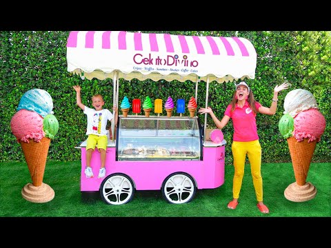 Niki and Mom pretend play selling ice cream Video