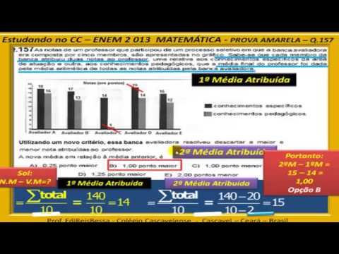 ENEM   2013 - MAT E SUAS TECNOLOGIAS - PROVA AMARELA - Q 156 a Q 160 - Parte D - CCV610