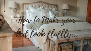 How to make your bed look full tips |French Country Bedroom Styling