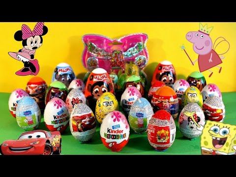 25 Huevos Sorpresa * Hello Kitty Angry Birds Minnie Peppa Cars Kinder Huevos Sorpresa Video