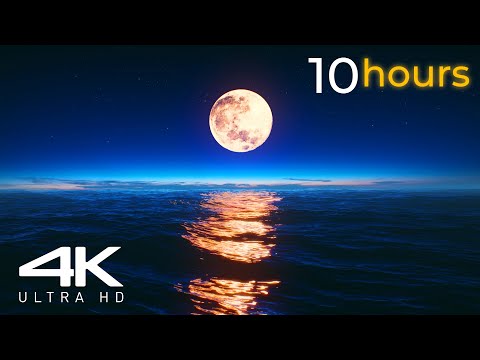 Moon Set Over The Ocean Screensaver, Live Wallpaper - 10 Hours 4K Ultra HD