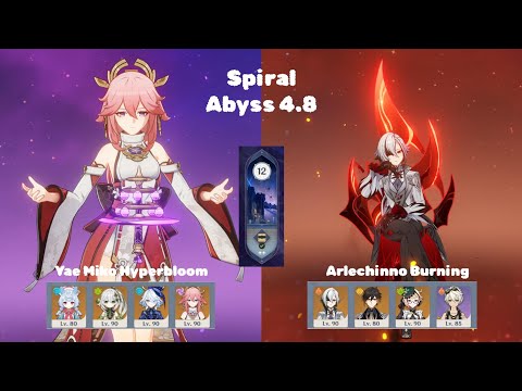 C0 Yae Miko Hyperbloom & C1 Arlecchino Burning | Spiral Abyss 4.8 | Genshin Impact
