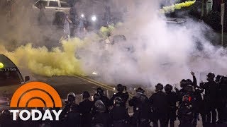 #Police Use #TearGas, #PepperSpray On #Protesters Outside #DonaldTrump Rally