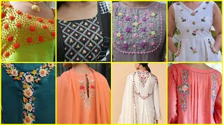 Front neck kurti designs / back neckline embroidery designs / eid dresses / hand embroidery designs