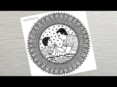 Father s Day Special Drawing How to draw Mandala for Beginners Father and Daughter vanithaarts