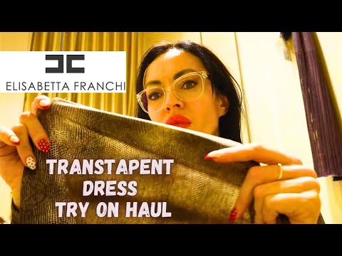 ❤️ Transparent Dress by Elisabetta Franchi Try-on haul in a fitting Room | See Through Sheer Fabrics