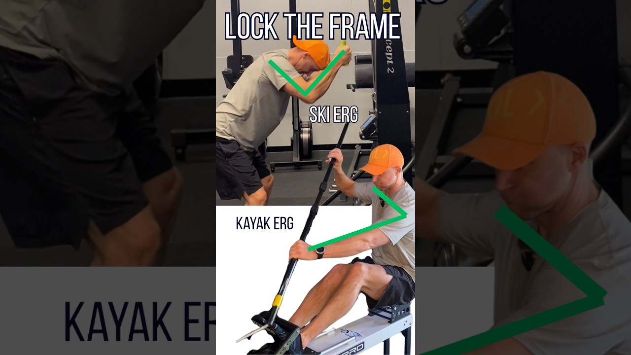 Lock the frame to drive the maximal amount of force through the stroke. Kayak erg and Ski erg
