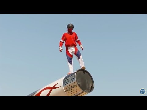 Human cannonball David "The Bullet" Smith sets world record