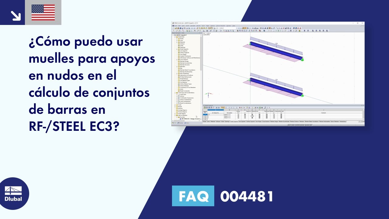 FAQ 004481 | ¿Cómo puedo usar muelles para apoyos en nudos en el cálculo de conjuntos de barras en ...