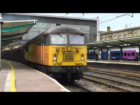 Colas Rail Class 56 No 56087 at Carlisle - 6J37 Carlisle Yard to Chirk Timber Train - 10th May 2014