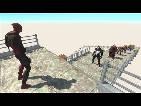 DEADPOOL vs VENOM DEATH FALL - Animal Revolt Battle Simulator