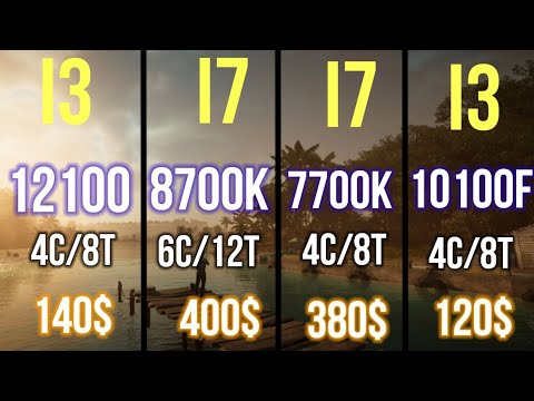 I3 12100 F VS I7 7700K VS I3-10100 F VS I7 8700K ON 1080P 10 GAMES BENCHMARKS
