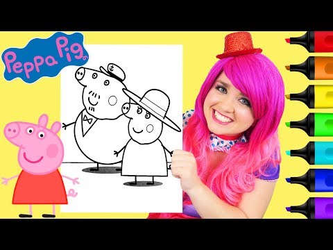 Coloring Peppa Pig Granny & Grandpa Pig Coloring Page Prismacolor Paint Markers | KiMMi THE CLOWN Video