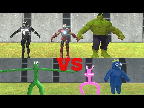 Avengers Team Vs Rainbow Friends Fights - Animal Revolt Battle Simulator #arbs #avengers #ironman