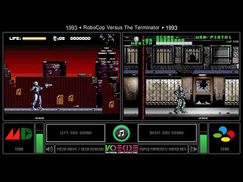 RoboCop Versus The Terminator (Sega Genesis vs SNES) Side by Side Comparison