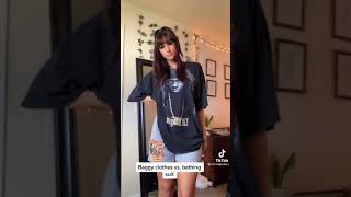 Super tight tiktok babe in baggy clothes vs bikini challenge so sexy ???subscribe ????