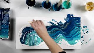 (897) Gorgeous Blue and Gold Geode Acrylic Pour Painting! How to Paint with Acrylics