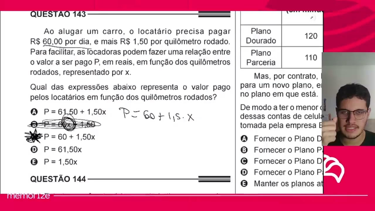 Resolução em Vídeo — Questão 143 ENEM 2014 Reaplicação