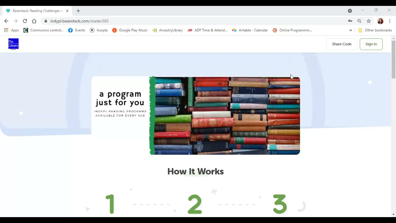 Beanstack Registration for the Summer Reading Program at IndyPL